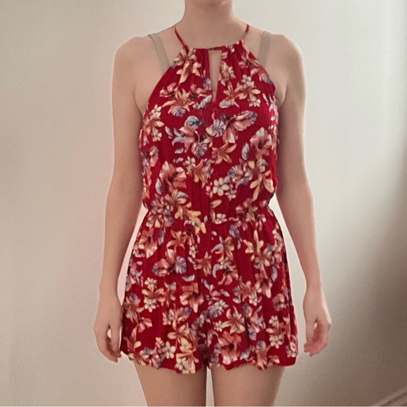 Garage XS romper red floral extra small women’s - Picture 2 of 4